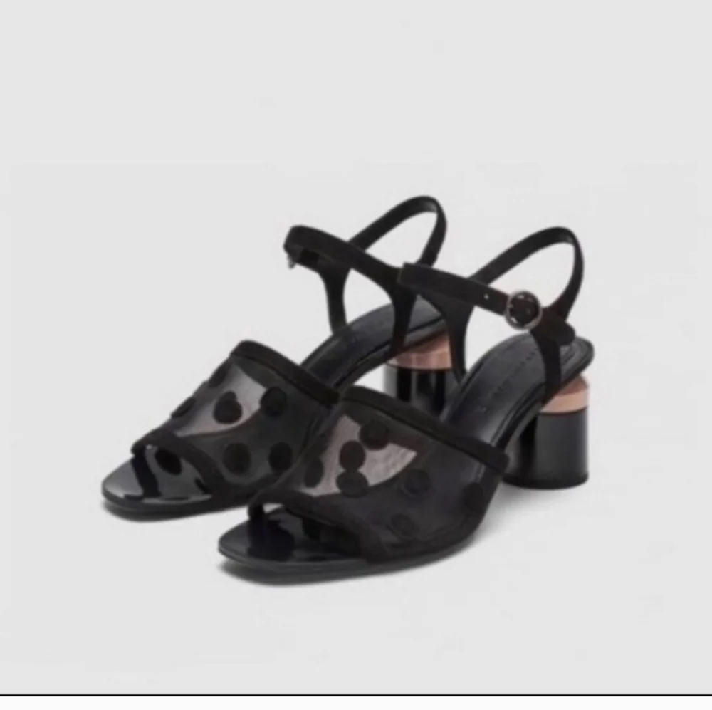 ZARA MESH POKA DOT SANDALS,  SIZE  42 - Picture 2 of 7